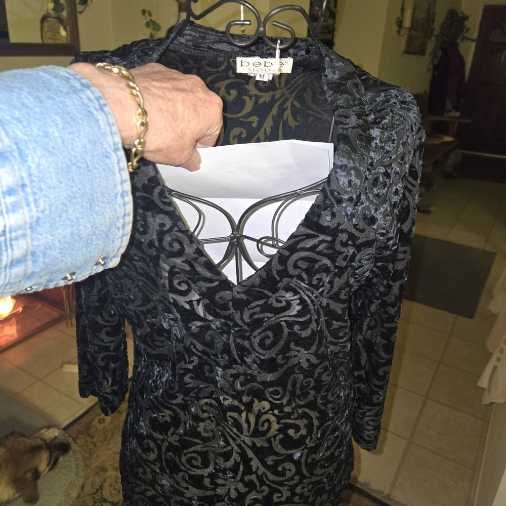 BEBE Sheer Black Top M.